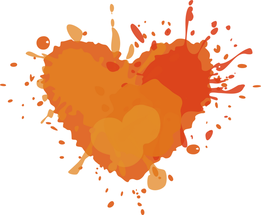 Orange heart with paint stains